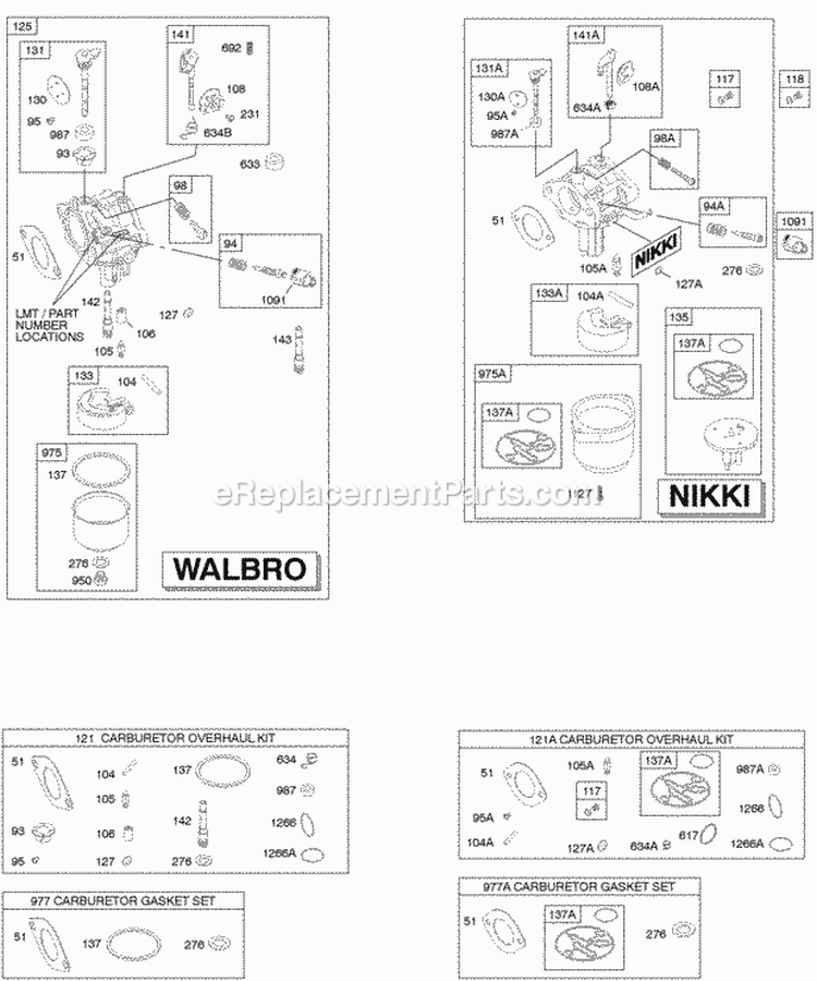 Carburetor KitGasket Sets - Carburetor Diagram and Parts List for 212702-0119-E1  Briggs and Stratton Engine